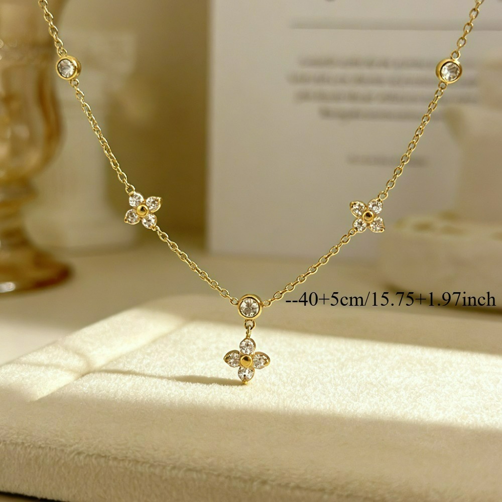Women's Lucky Four-Leaf Clover Necklace, Minimalist Style